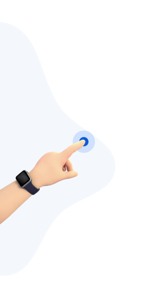 Hand pressing a blue button, symbolizing taking action, driving engagement, and achieving marketing goals for Elite Marketing.
